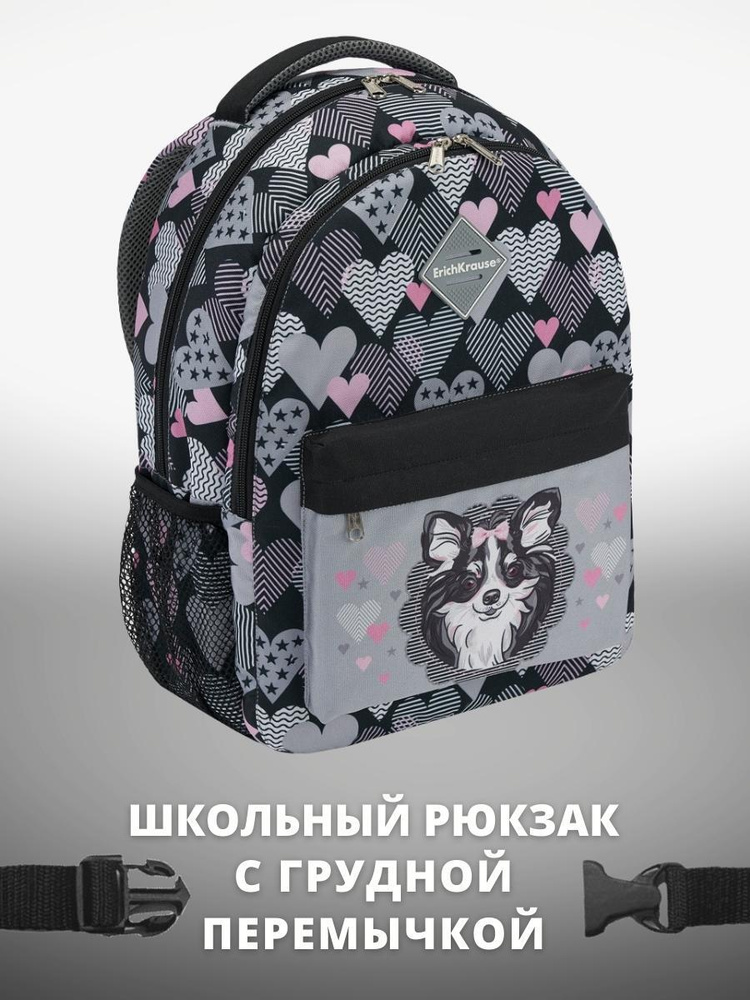 Школьный рюкзак ErichKrause EasyLine с двумя отделениями и грудной перемычкой 20L Mimi Dog  #1