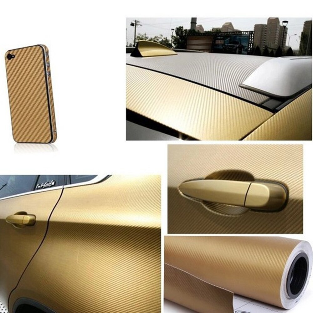 SunGrass / Виниловая пленка для авто карбон 3D золото 152х90 см / Самоклеящаяся пленка для мебели  #1