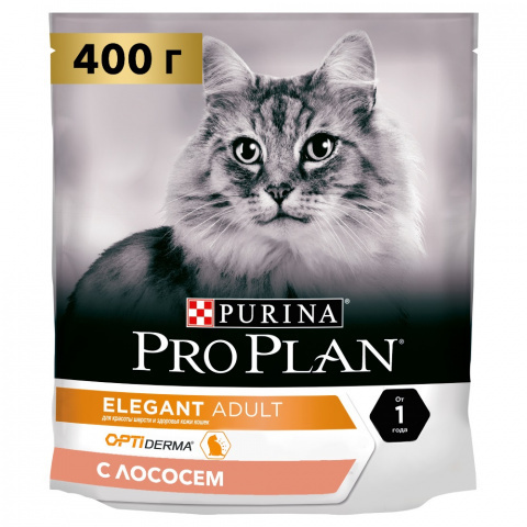 Сухой полнорационный корм для кошек с проблемами кожи и шерсти Purina PRO PLAN Elegant Cat Salmon, с #1