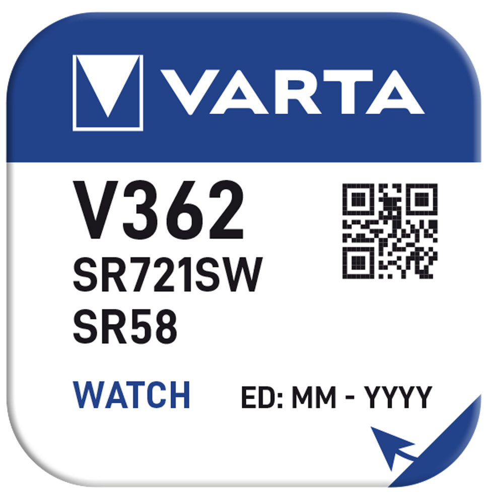 Батарейка 362 VARTA (SR58, R721SW), тип оксид-серебряный, 1.55V, 1 батарейка  #1