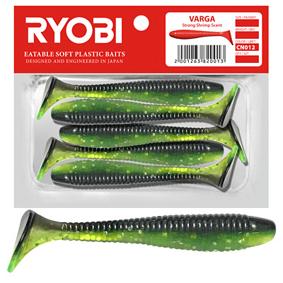 Мягкая силиконовая приманка риппер Ryobi VARGA (75mm), CN012 (fresh kiwi), ( упк. 5 шт.)  #1