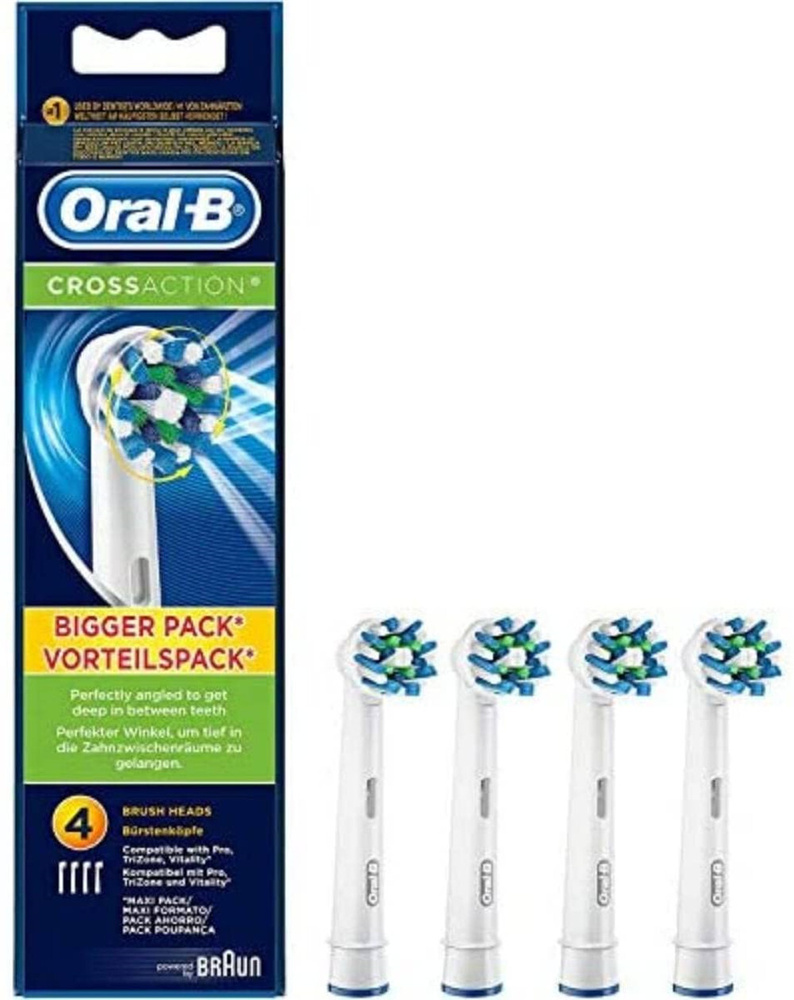 Сменные насадки для зубных щеток Braun Oral-B Cross Action от Oral-B EB50-4, упаковка из четырех штук #1