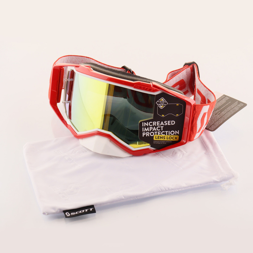 Очки защитные для мотоспорта, горнолыжного спорта, сноубординга, экстремального спорта "SCOTT" (красный-белый, #1