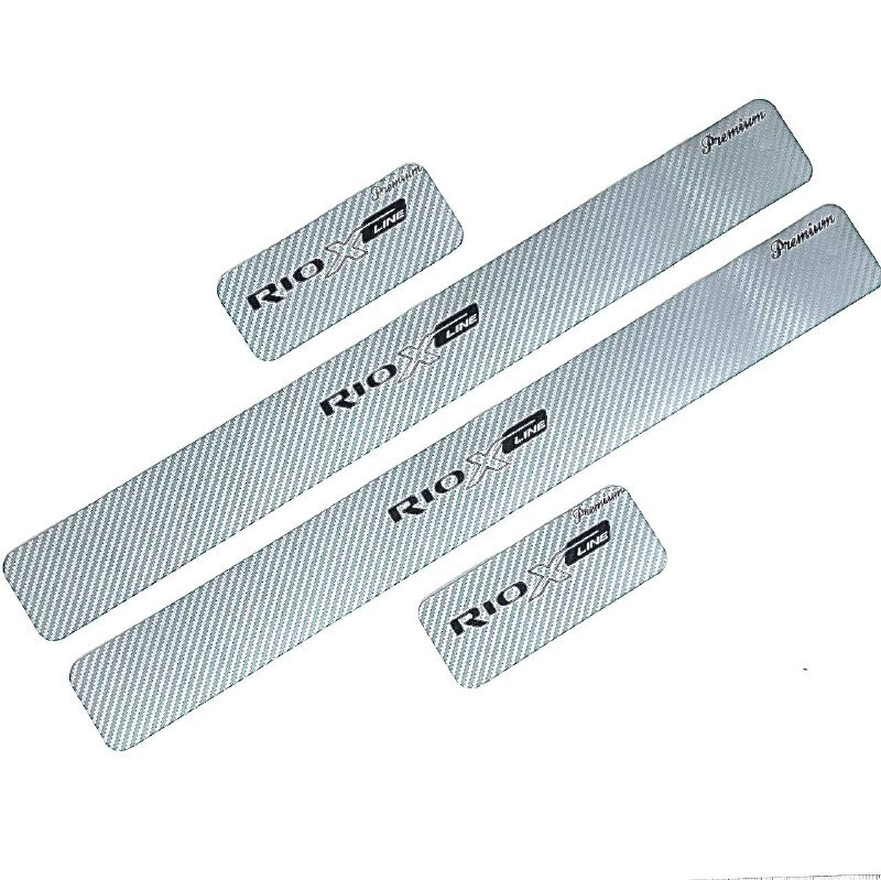 Защитные наклейки на пороги / защитные накладки на пороги KIA RIO X-LINE (серый цвет)  #1