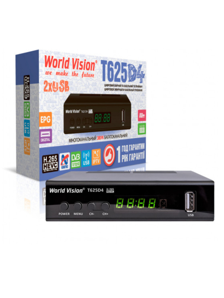 Ресивер для цифрового телевидения приставка тюнер тв для телевизора с пультом World Vision Т625 D4  #1