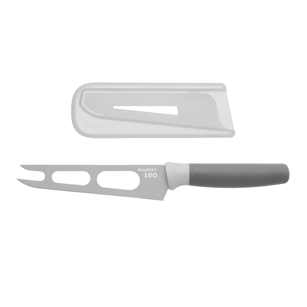Нож кухонный для сыра, BergHOFF Leo, c вилкой на конце, длина лезвия 13 см, для нарезки, с чехлом, серый #1