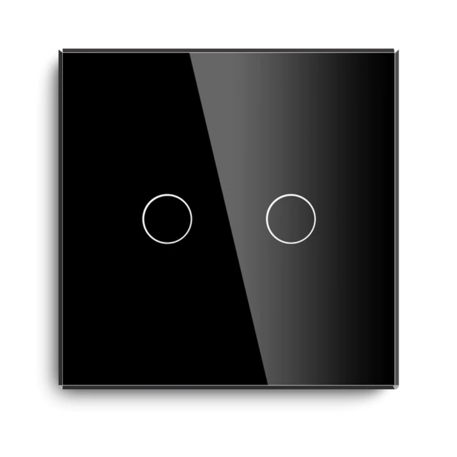 Умный сенсорный выключатель DiXiS Wi-Fi Touch Wall Light Switch (Ewelink) 2 Gang / 1 Way (86x86) Black #1