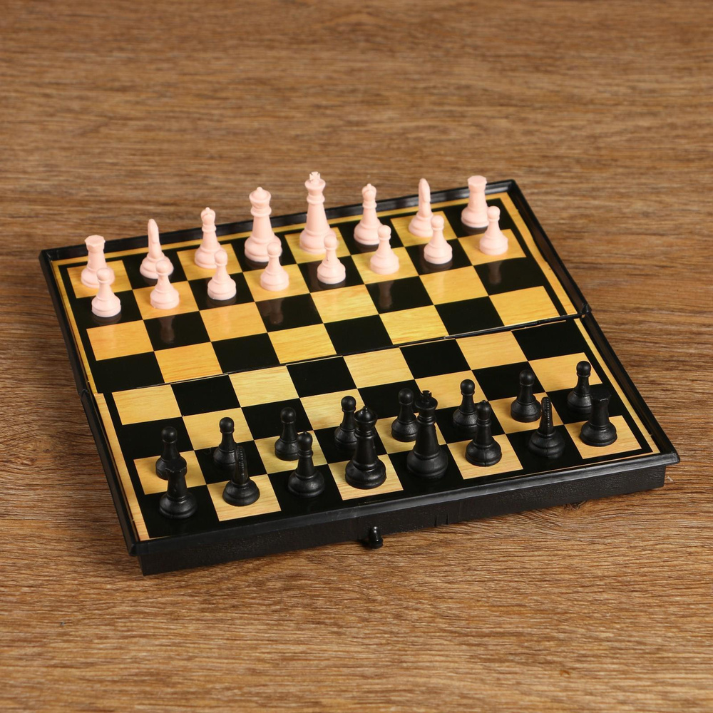 Настольная игра 3 в 1 "Атели"- шашки, шахматы, нарды, 19*19 см  #1
