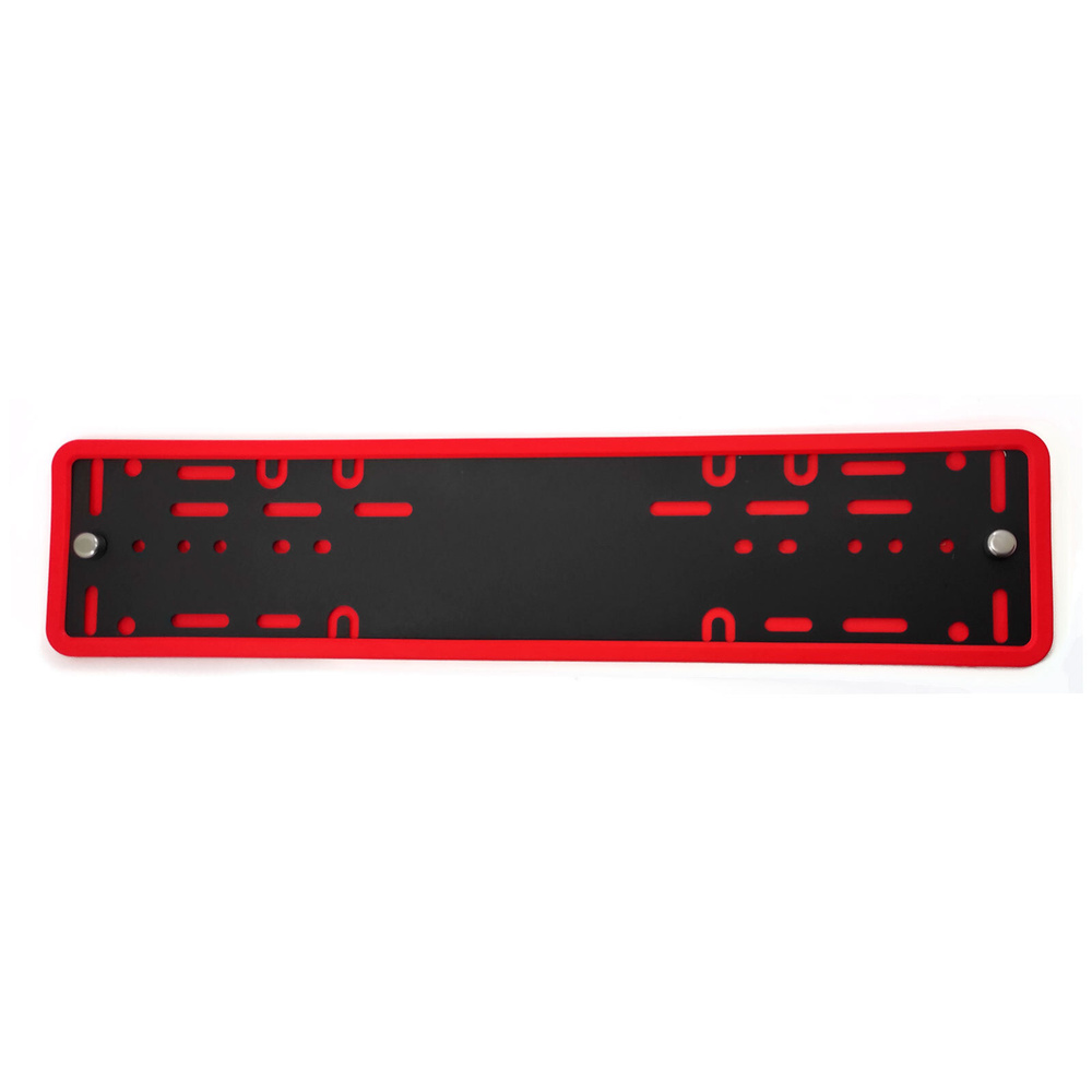 Рамка на номера автомобиля силиконовая красная с металлическим адаптером  #1