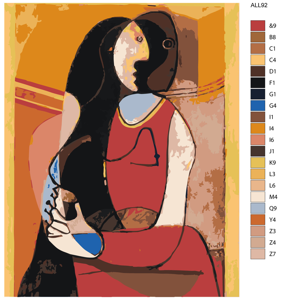 Картина по номерам "Сидящая женщина" Пабло Пикассо ALL92 40х50  #1