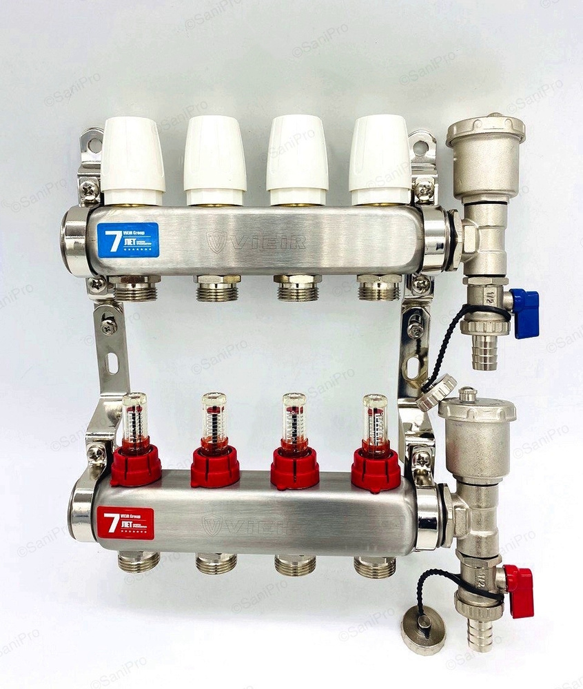 Коллекторная группа с расходомерами без кранов нерж. 4 выхода ViEiR арт. VR113-04A  #1