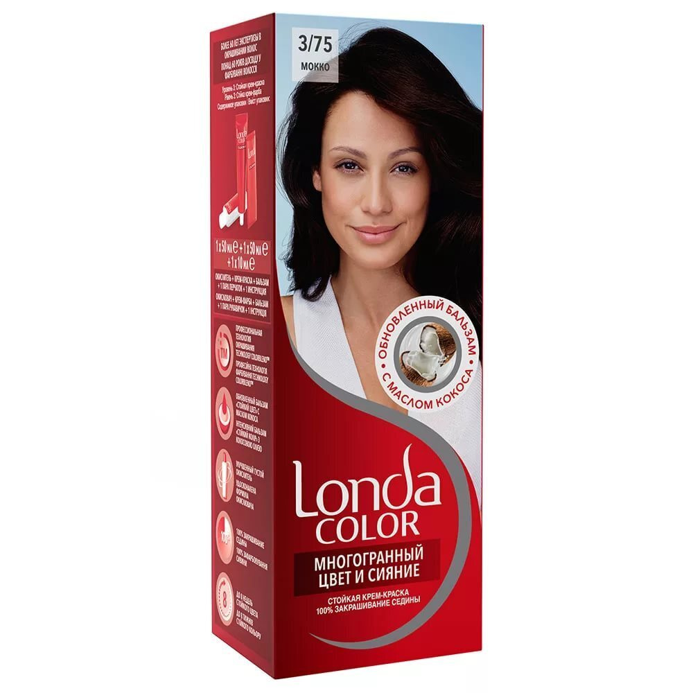 Londa Color 3/75 Мокко стойкая крем- краска 100% закрашивание седины  #1