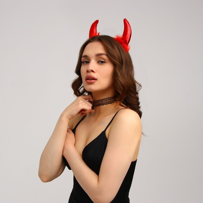 Карнавальный костюм чёртика "Дьявол во плоти", чокер, рожки  #1