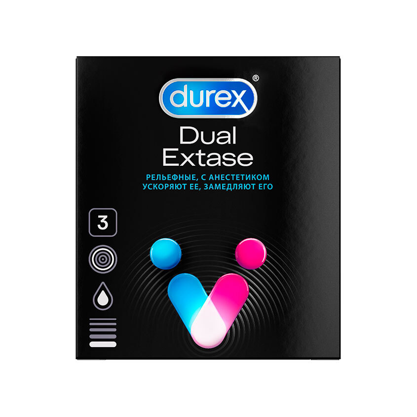 DUREX ПрезервативыDual Extase (рельефные с анестетиком) 3 шт #1