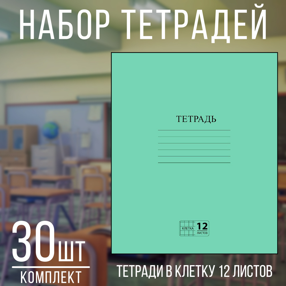 Тетради для школы 12 листов в клетку - тетрадь в клетку 12 листов набор 30 штук  #1