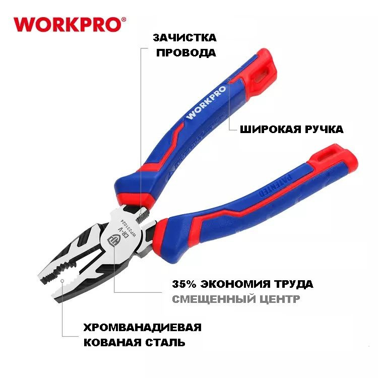 Комбинированные плоскогубцы WORKPRO 200 мм CR-V WP231026 #1