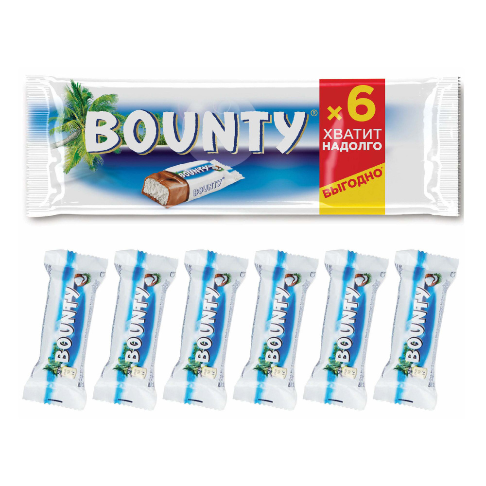 Шоколадный батончик Bounty 27,5 г х 6 шт #1