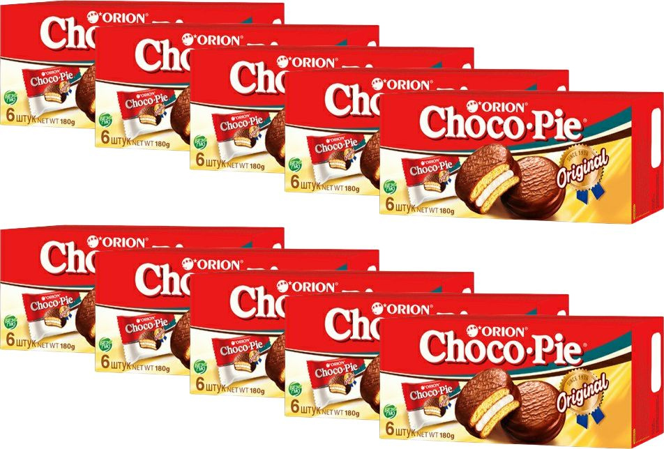 Печенье Orion Choco-pie в глазури 30 г х 6 шт, комплект: 10 упаковок по 180 г  #1