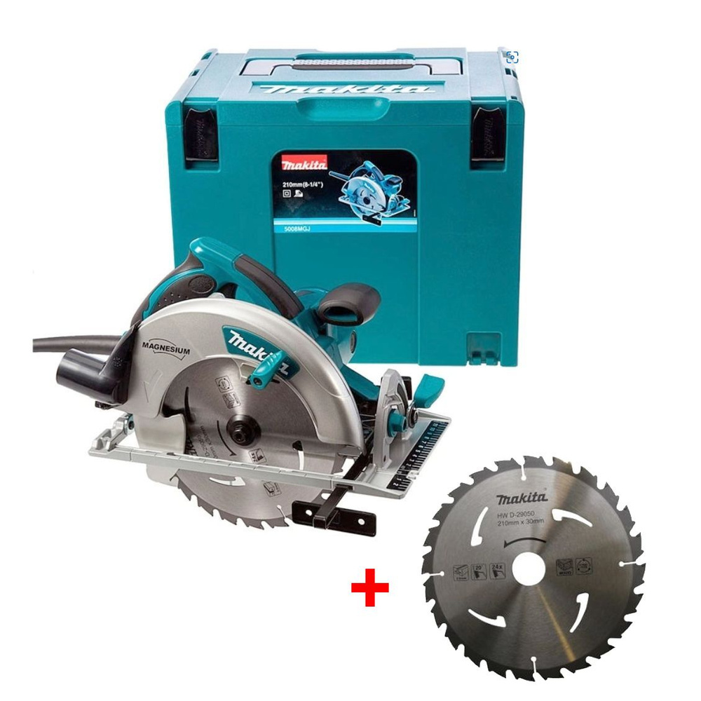 Дисковая пила Makita 5008MGJX2 210мм 1800Вт + диск 210x30x2x24T, кейс Makpac #1