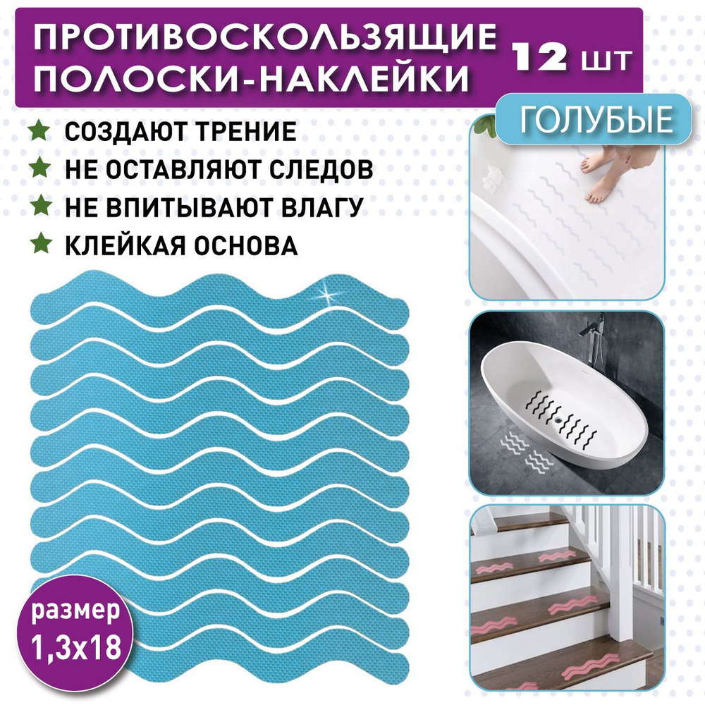 Набор противоскользящих наклеек для ванной и лестниц, антискользящие полоски, ограничитель для ступенек #1