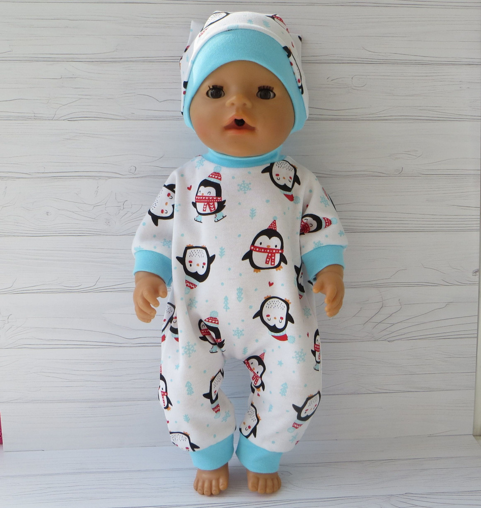 Одежда для кукол 40-43 см типа Беби Борн (Baby Born) комбинезон слип и шапочка  #1