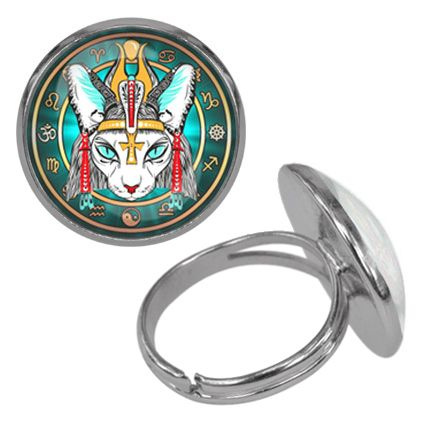 Безразмерное кольцо Египетская кошка #1
