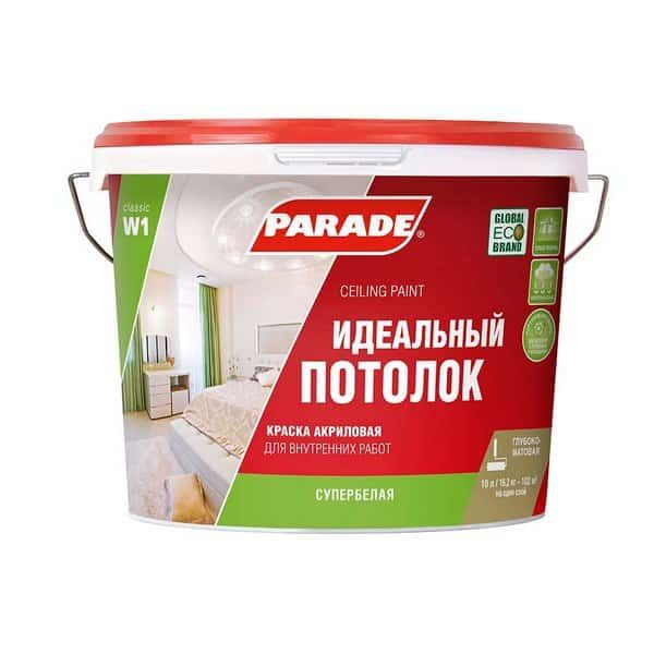 Краска акрил. PARADE W1 Идеальный потолок Бел. мат. 10л Россия  #1