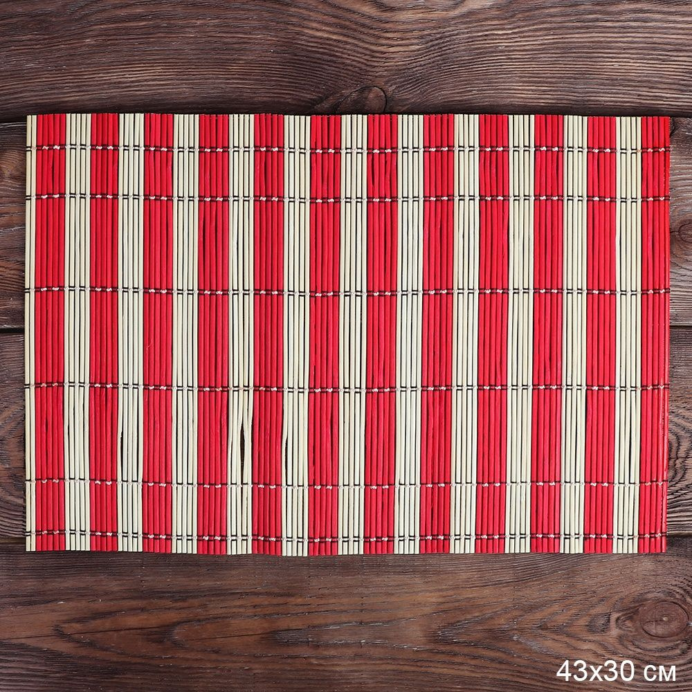 Салфетка из бамбука для стола 43х30 см, красная #1