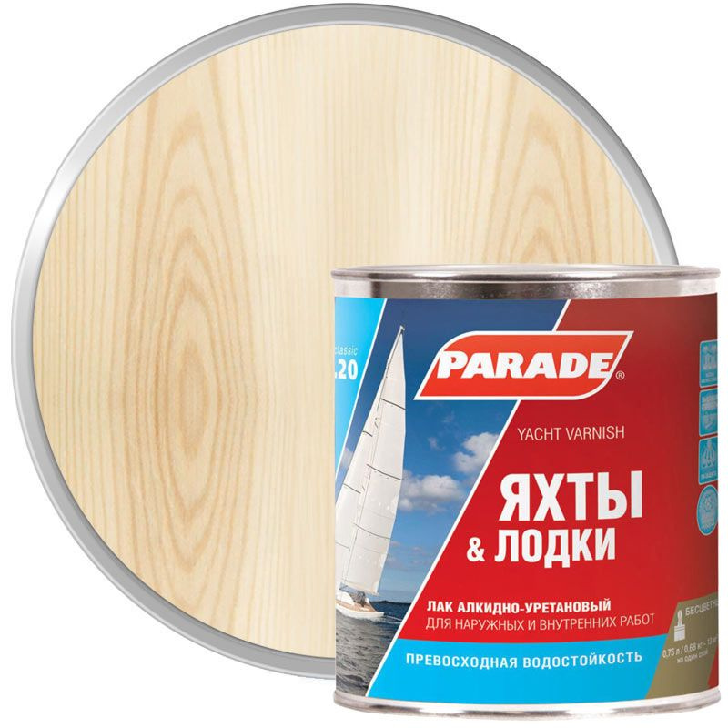 Лак яхтный алкидно-уретановый PARADE L20 Яхты и Лодки Глянцев. 0,75л  #1