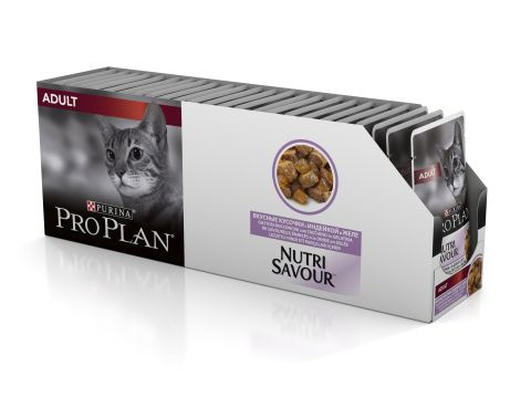 Влажный корм для кошек Pro Plan NutriSavour Adult, с индейкой 26 шт. х 85 г (кусочки в желе)  #1