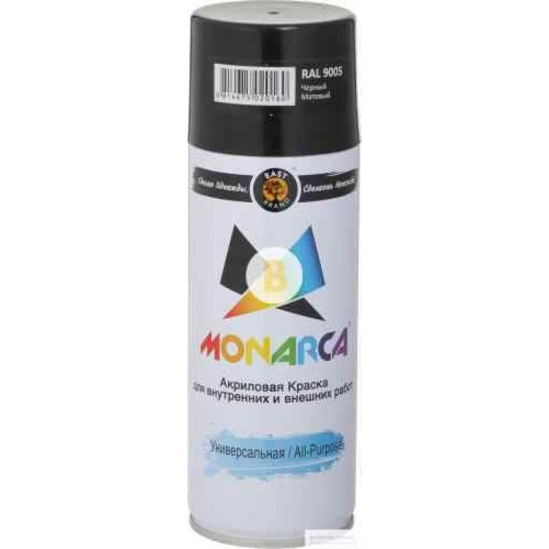 Monarca Аэрозольная краска, 0,52 л, 0,52 кг, черный матовый #1
