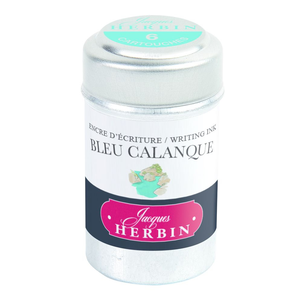 Картриджи для перьевой ручки Herbin, Bleu calanque Голубая яхта, 6 шт, международный формат, короткие #1