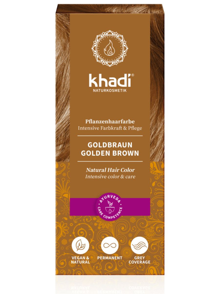 Khadi Naturprodukte ЗОЛОТИСТО-КОРИЧНЕВЫЙ натуральная краска для волос, 100 гр  #1