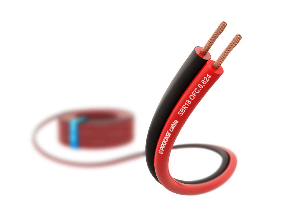 Инсталляционный красно-черный акустический кабель 2х0,824mm2 PROCAST Cable SBR 18.OFC 25м  #1
