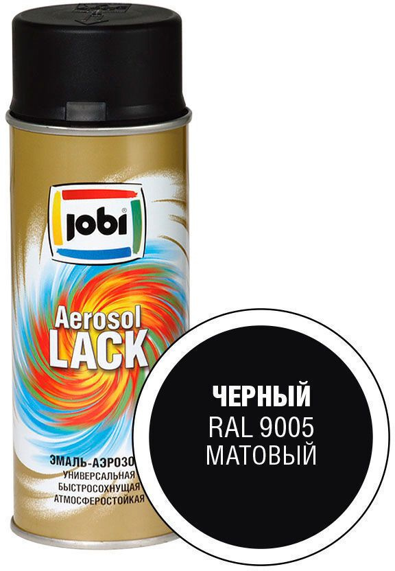 JOBI Аэрозольная краска Быстросохнущая, Матовое покрытие, 0.4 л, 0.4 кг, черный  #1