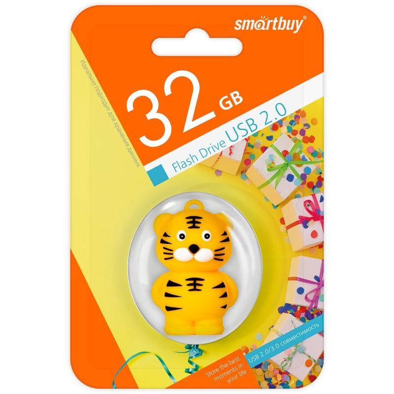 USB флеш накопитель 32 Gb SmartBuy Wild series Тигр (SB32GBTIGERW) / подарок  #1