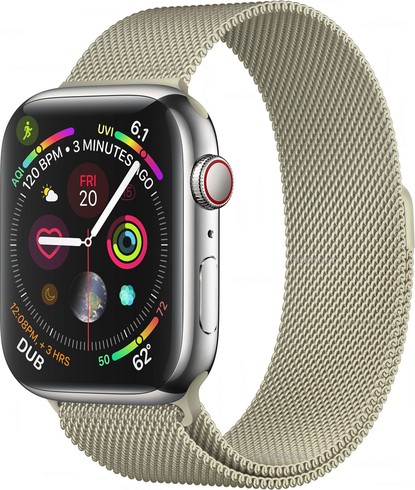 Миланская петля ремешок на Apple Watch в корпусах 38-40-41 mm (любой версии), цвет Светло-песочный, металлический #1