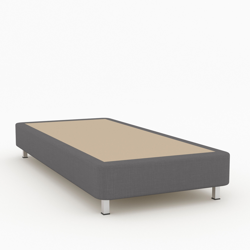 Односпальная кровать ФОКУС- мебельная фабрика BOX SPRING 121х201х30 см рогожка серая (кровать для гостиниц, #1