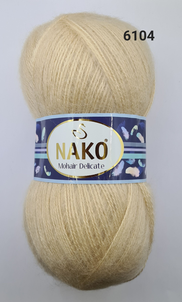 Пряжа Nako Mohair Delicate / Нако Мохер Деликат / , цвет- 6104/219 Светлый бежевый -5 шт.  #1