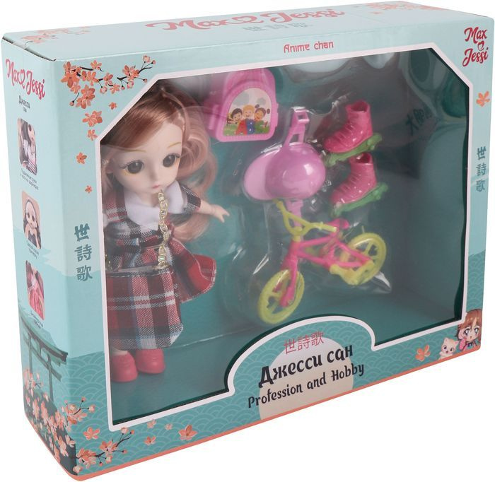 Кукла шарнирная серия Аниме 14 см с велосипедом К7452 Max&Jessi  #1