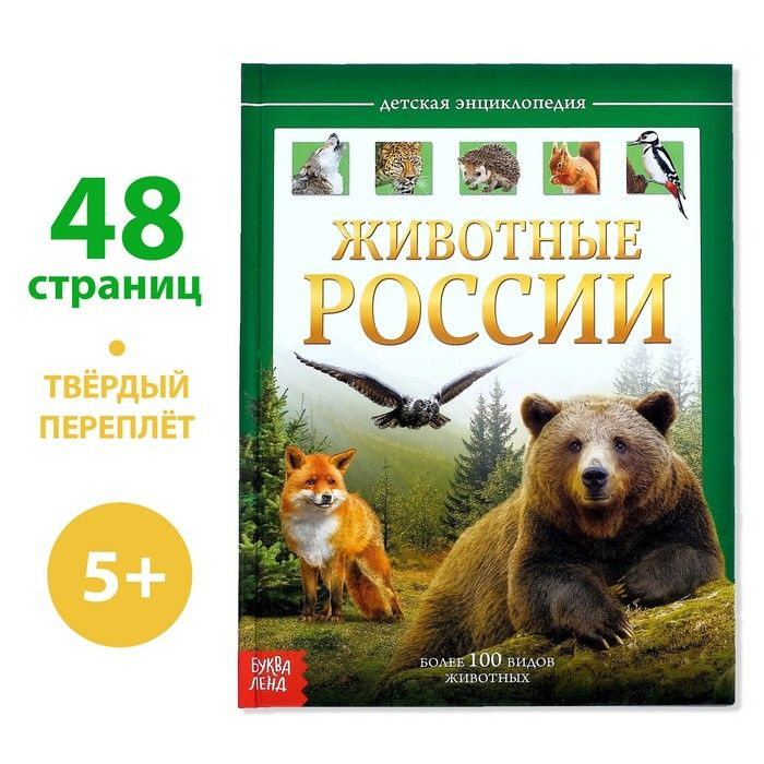 Детская энциклопедия в твёрдом переплёте Животные России, 48 стр.  #1