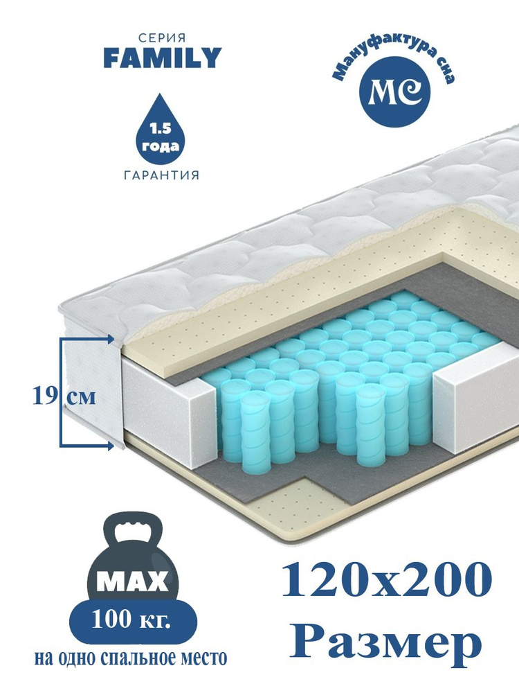 Анатомический матрас "Фэмили" 120*200 от Фабрики "Мануфактура сна"  #1