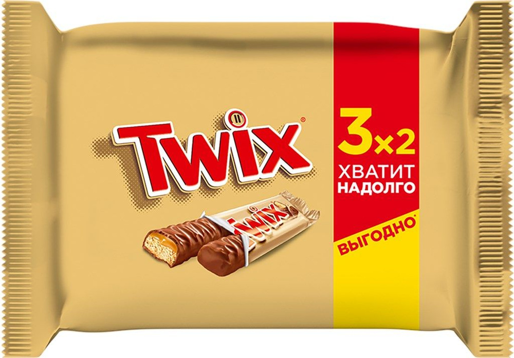 Батончик шоколадный TWIX с карамелью, 3х55г - 4 шт. #1