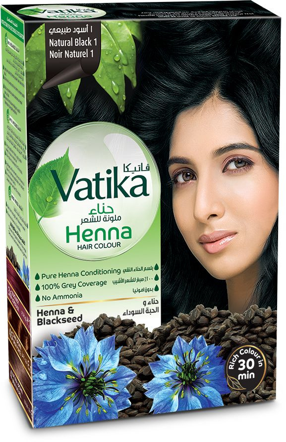 Dabur Vatika Натуральная краска для волос с хной Henna Natural Естественный чёрный 6x10 г  #1