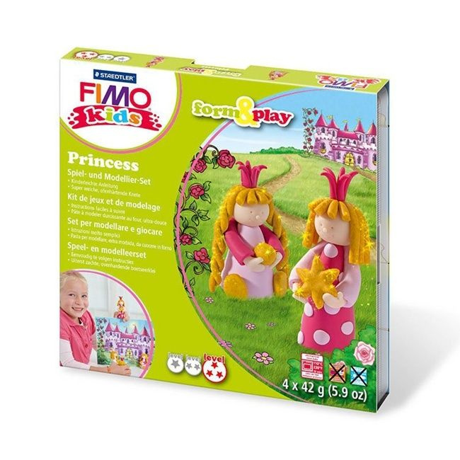 Набор для лепки FIMO kids form&play Принцесса, состоящий из 4-ти блоков по 42 г, уровень сложности 3 #1