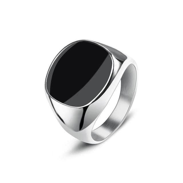 Кольцо из нержавеющей стали с черной вставкой Silver #1