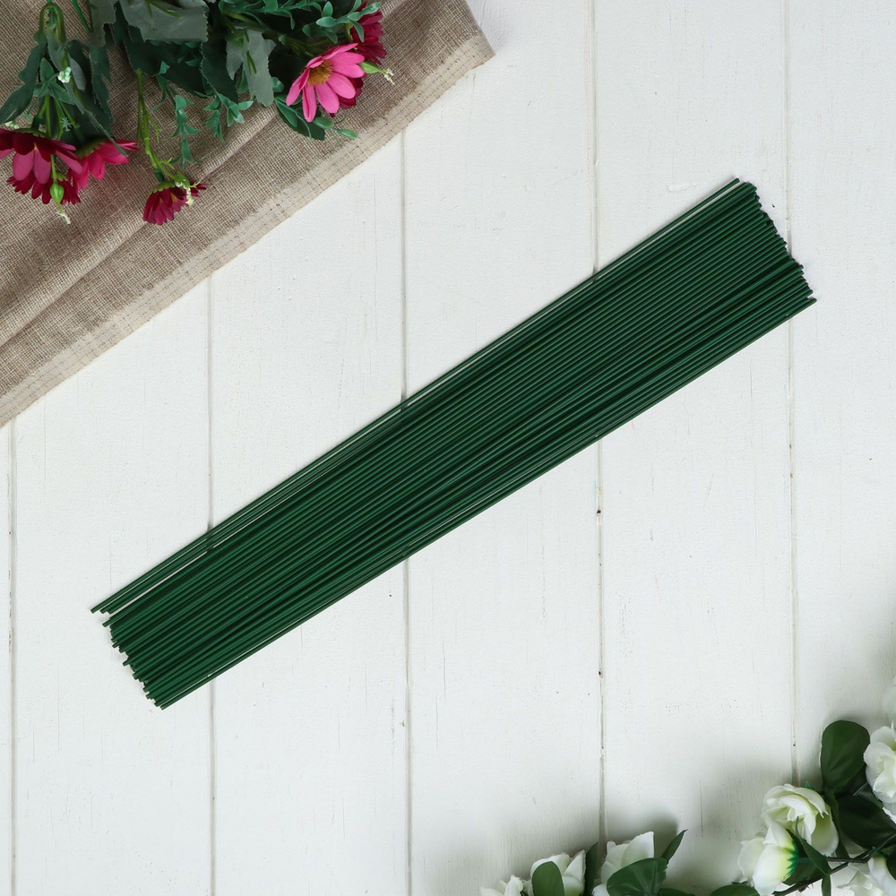 Гибкая проволока для изготовления искусственных цветов "Зелёная" длина 40 см сечение 0,2 см  #1