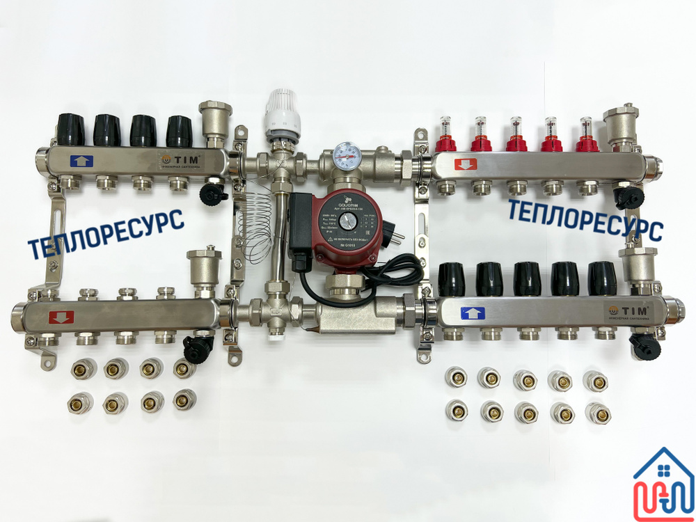 Комплект для подключения тёплого водяного пола на 5 выхода (до 70 кв.м) и радиаторов отопления 4-8 шт #1
