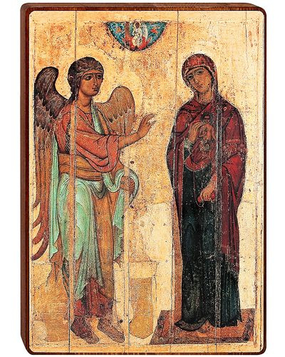 Икона на деревянной основе "Благовещение Пресвятой Богородицы" (19,7х13,5х1,6 см).  #1