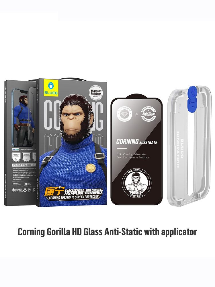 Защитное стекло BlueO Corning Gorilla USA Anti-Static на Apple iPhone 14 Pro Max для Айфон 14 Про Макс #1